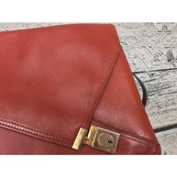 Anne Klein Vintage British Tan or Cognac Asymmetrical Envelope - Picture 7 of 10
